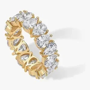 New?14k Gold Plated Pear Love Eternity Ring